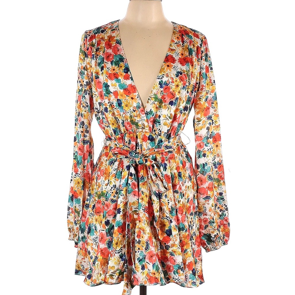 Floral V-Neck Wrap Dress lovers + friends size L